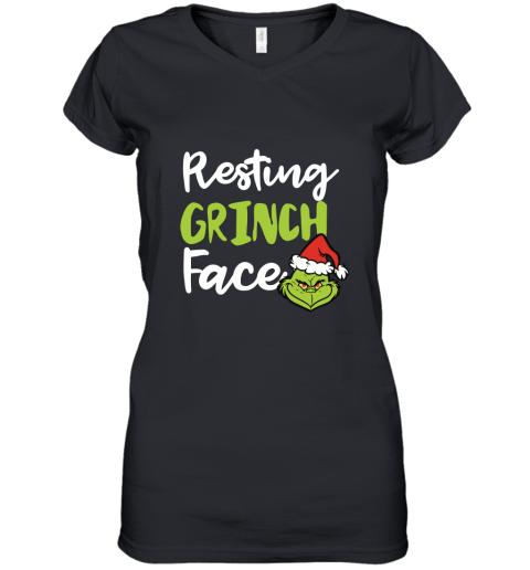 Resting Grinch Face Christmas Women's V-Neck T-Shirt