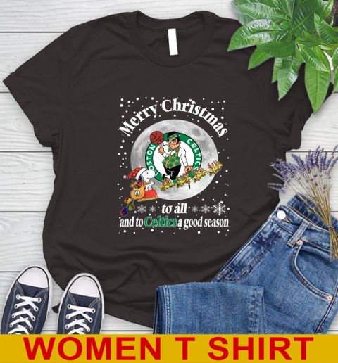 Boston Celtics Merry Christmas To All And To Celtics A Good Season NBA Basketball Sports Women's T-Shirt 9