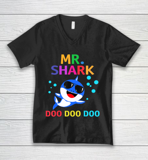 Father gift shirt Mens Mr. Shark shirt Funny Father's Day gift T Shirt V-Neck T-Shirt