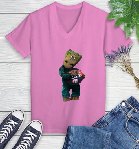 NBA Groot Guardians Of The Galaxy Basketball Sports Washington Wizards Women's V-Neck T-Shirt 14