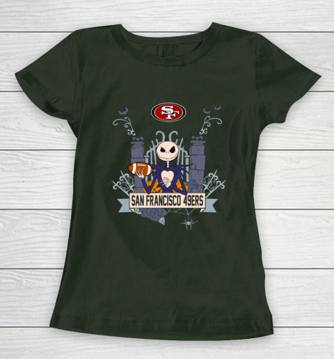 NFL San Francisco 49ers Football Jack Skellington Halloween Women's T-Shirt 4