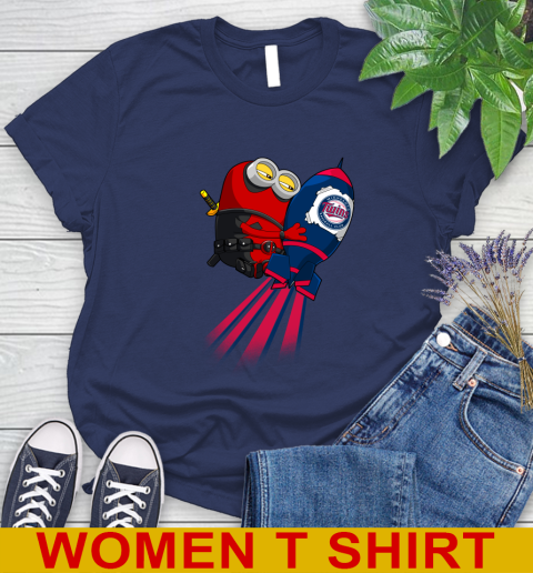 MLB Baseball Minnesota Twins Deadpool Minion Marvel Shirt Women's T-Shirt 12