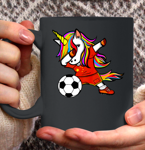 Funny Dabbing Unicorn China Football Chinese Flag Soccer Ceramic Mug 11oz