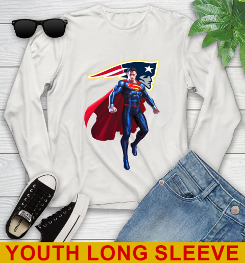 NFL Superman DC Sports Football New England Patriots Youth Long Sleeve 12
