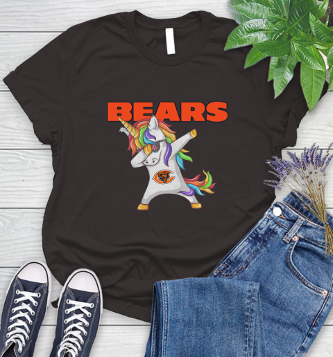 Chicago Bears NFL Football Funny Unicorn Dabbing Sports Women's T-Shirt 8
