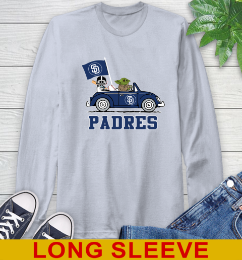 MLB Baseball San Diego Padres Darth Vader Baby Yoda Driving Star Wars Shirt Long Sleeve T-Shirt 6