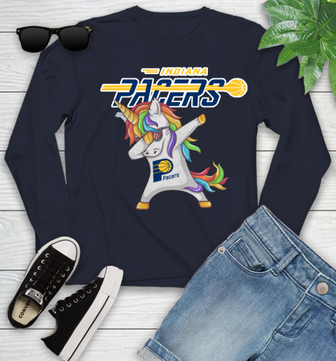 Indiana Pacers NBA Basketball Funny Unicorn Dabbing Sports Youth Long Sleeve 3