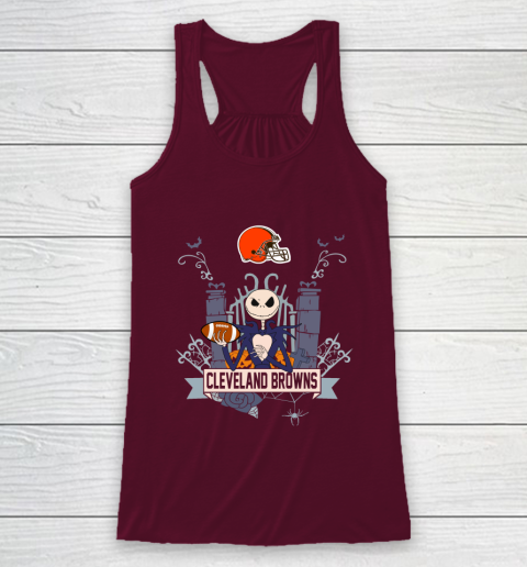 NFL Cleveland Browns Football Jack Skellington Halloween Racerback Tank 2