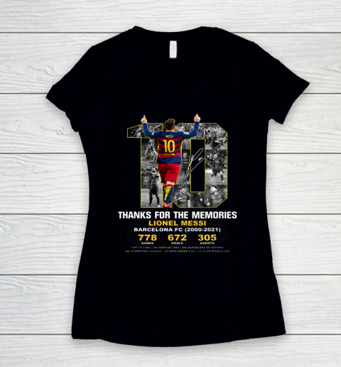 Thank you Messi 2000 2021 memories Women's V-Neck T-Shirt
