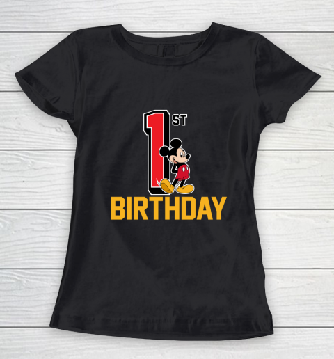 Disney Mickey Mouse My 1st Birthday Women s T Shirt Tee For Sports