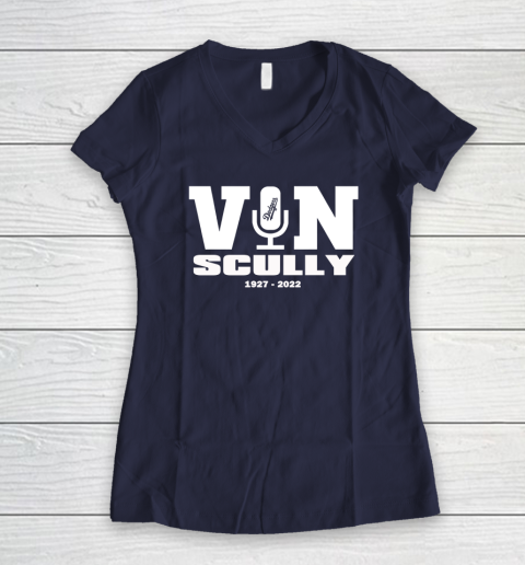 Vin Scully Microphone 1927 2022 Women's V-Neck T-Shirt 7
