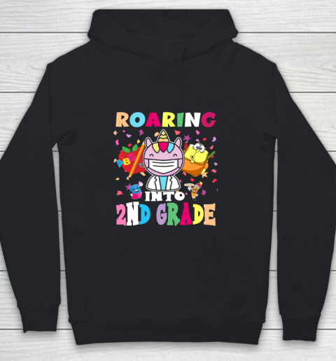 Back to school shirt Roaring into 2nd grade Youth Hoodie