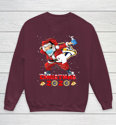 Nashville Predators Funny Santa Claus Dabbing Christmas 2020 NHL Youth Sweatshirt 4