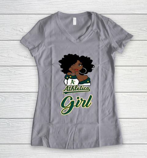 Oakland Athleticss Girl MLB Women's V-Neck T-Shirt 4