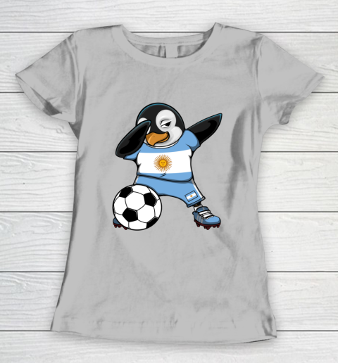 Dabbing Penguin Argentina Soccer Fans Jersey Football Lovers Women's T-Shirt 3