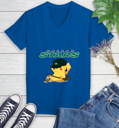 NHL Pikachu Hockey Sports Dallas Stars Women's V-Neck T-Shirt 10