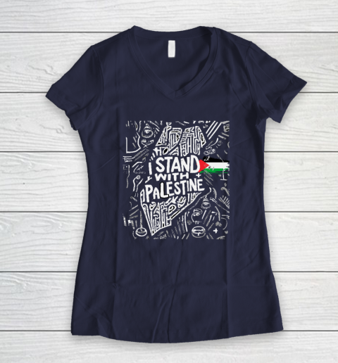 I Stand With Palestine Quote Free Palestine Women's V-Neck T-Shirt 7