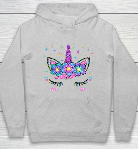Unicorn Costume Rainbow Face Girls Hoodie 4