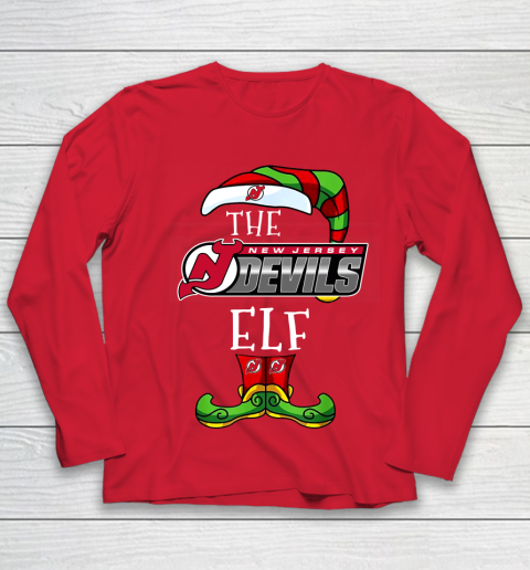 New Jersey Devils Christmas ELF Funny NHL Youth Long Sleeve 8