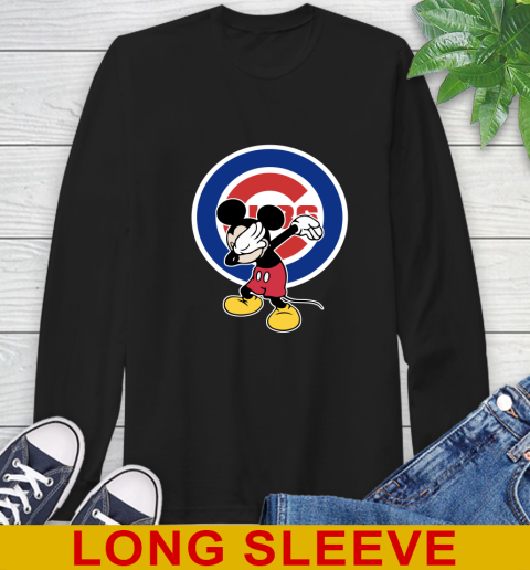 Chicago Cubs MLB Baseball Dabbing Mickey Disney Sports Long Sleeve T-Shirt 2