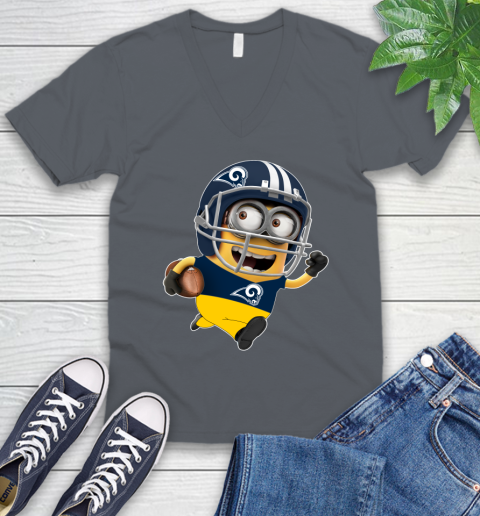 NFL Los Angeles Rams Minions Disney Football Sports V-Neck T-Shirt 5