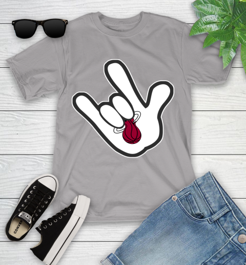 Miami Heat NBA Basketball Mickey Rock Hand Disney Youth T-Shirt 4