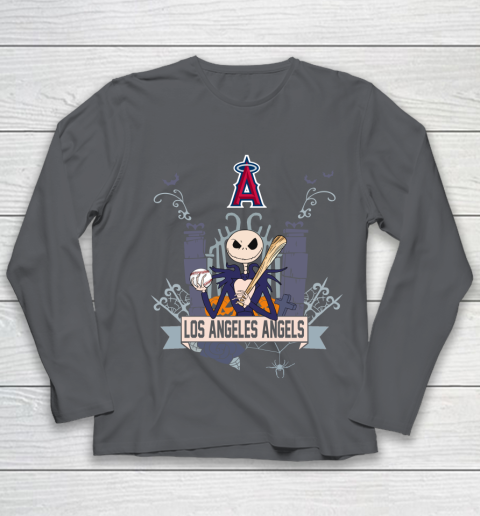 MLB Los Angeles Angels Baseball Jack Skellington Halloween Youth Long Sleeve 6