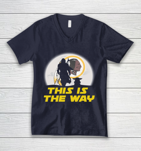 Washington Redskins NFL Football Star Wars Yoda And Mandalorian This Is The Way V-Neck T-Shirt 2