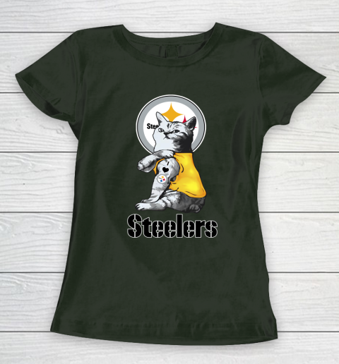 NFL Football My Cat Loves Pittsburgh Steelers Women's T-Shirt 4