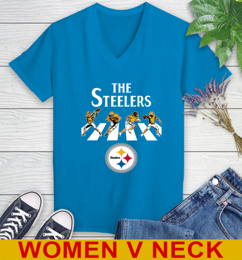 NFL Football Pittsburgh Steelers The Beatles Rock Band Shirt Women's V-Neck T-Shirt 7