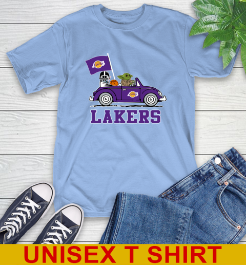 NBA Basketball Los Angeles Lakers Darth Vader Baby Yoda Driving Star Wars Shirt T-Shirt 11