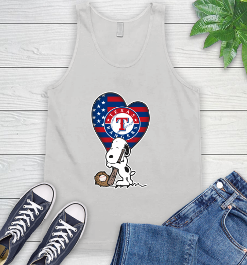 Texas Rangers MLB Baseball The Peanuts Movie Adorable Snoopy Tank Top