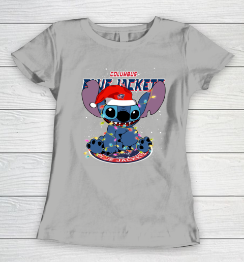 Columbus Blue Jackets NHL Hockey noel stitch Christmas Women's T-Shirt 8