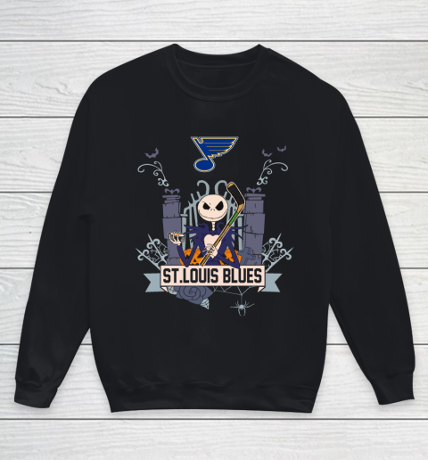 NHL St.Louis Blues Hockey Jack Skellington Halloween Youth Sweatshirt