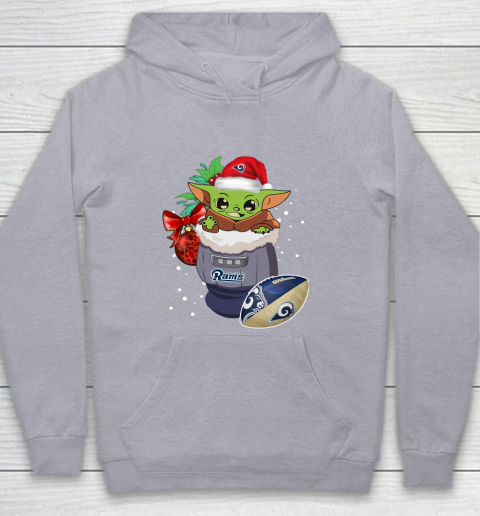 Los Angeles Rams Christmas Baby Yoda Star Wars Funny Happy NFL Youth Hoodie 5