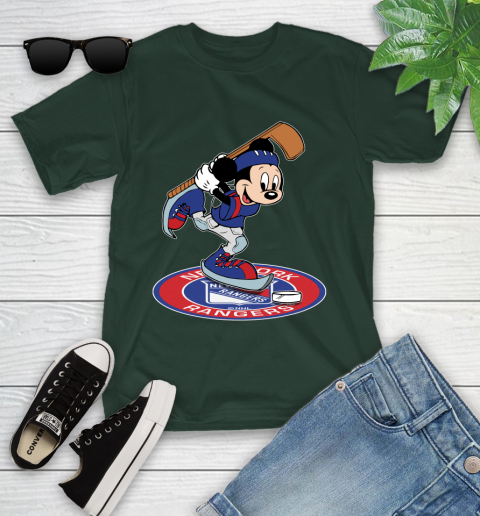 NHL Hockey New York Rangers Cheerful Mickey Disney Shirt Youth T-Shirt - Image 6