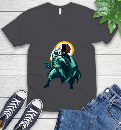 NFL Batman Football Sports Washington Redskins V-Neck T-Shirt 5
