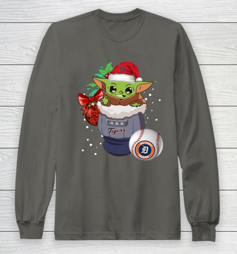 Detroit Tigers Christmas Baby Yoda Star Wars Funny Happy MLB Long Sleeve T-Shirt 8
