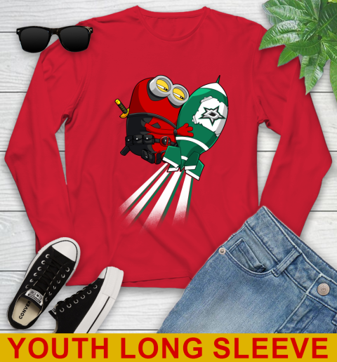NHL Hockey Dallas Stars Deadpool Minion Marvel Shirt Youth Long Sleeve 11