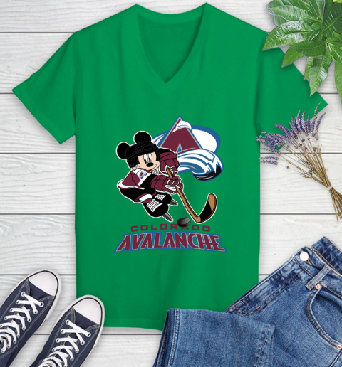 NHL Colorado Avalanche Mickey Mouse Disney Hockey T Shirt Women's V-Neck T-Shirt 5