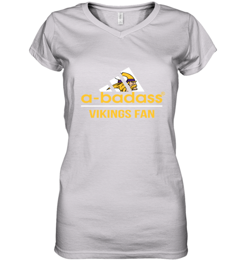 NFL A Badass Minnesota Vikings Fan Adidas Football Sports Women's V-Neck T-Shirt