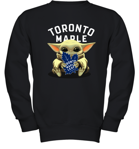 Baby Yoda Hugs The Toronto Maples Leafs Ice Hockey Youth Sweatshirt