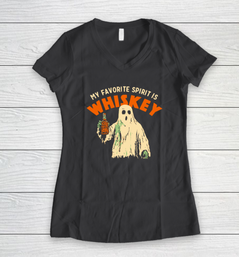 My Favorite Spirit Is Whiskey Halloween Women's V-Neck T-Shirt 4