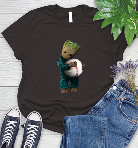 MLB Groot Guardians Of The Galaxy Baseball Sports Miami Marlins Women's T-Shirt 8