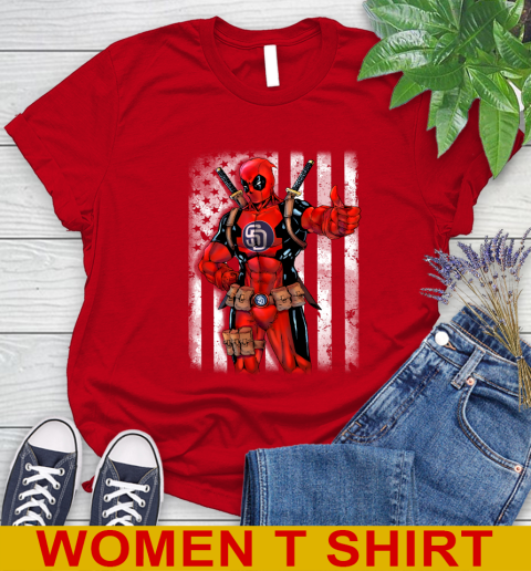 MLB Baseball San Diego Padres Deadpool American Flag Shirt Women's T-Shirt 11