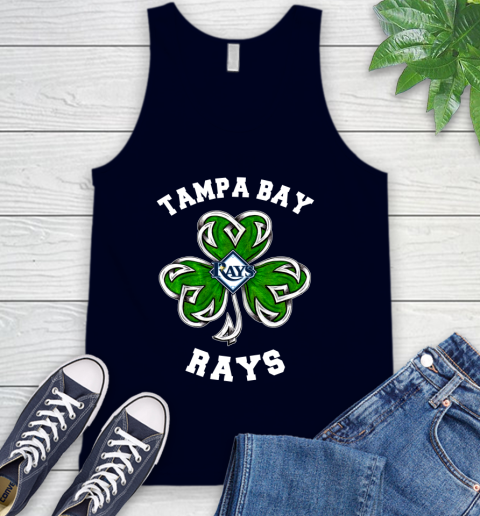 MLB Tampa Bay Rays Three Leaf Clover St Patrick's Day Baseball Sports Tank Top 2
