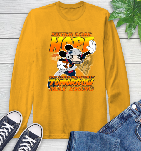 New England Patriots NFL Football Mickey Disney Never Lose Hope Long Sleeve T-Shirt 2