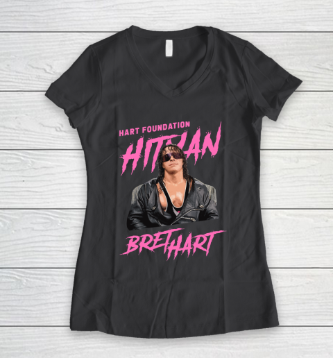 Bret Hart The Hitman Hart Foundation Women's V-Neck T-Shirt 6