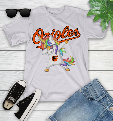 Baltimore Orioles MLB Baseball Funny Unicorn Dabbing Sports Youth T-Shirt 4