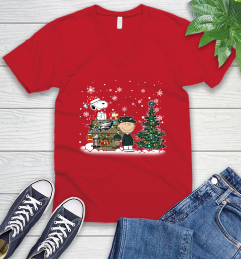NFL Philadelphia Eagles Snoopy Charlie Brown Christmas Football Super Bowl Sports V-Neck T-Shirt 6